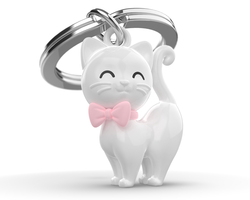 MTM341-01 MTM - KLÍČENKA - Kočka bílá s mašlí 