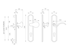Zpevněné kování MI - LYON / RAMA M OBA - Antik bronz