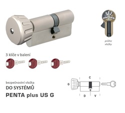 Bezpečnostní vložka DK - PENTA plus US G - s knoflíkem NP - Nikl perla