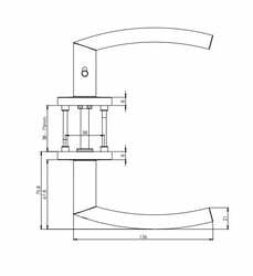 Klika na dveře GK - LORITA PROF - R - S2L s uzamykáním BN - Broušená nerez (71)