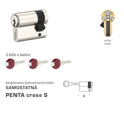 Bezpečnostní vložka DK - PENTA cross S jednostranná NP - Nikl perla