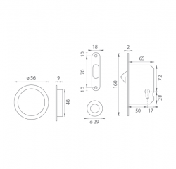 ATZ - Set na posuvné dveře kulatý 3970 PZ BN - Broušená nerez