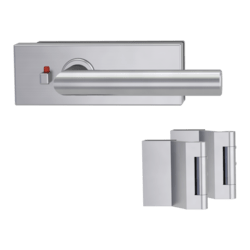 Klika na dveře GK - PURISTO S - ZÁMEK na sklo s klikou LUCIA  - WC S2L (vč. závěsů) BN - Broušená nerez (71)