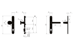 Bezpečnostní kování MPK - SECURO A04 - USO M1 COSLAN F9 - Nerez elox