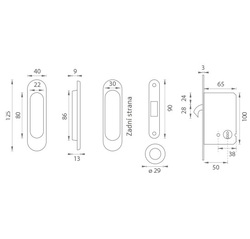 JNF - Set na posuvné dveře - BB / S - R BN - Broušená nerez