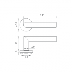 Klika na dveře GK - TRI 134 - R BN - Broušená nerez (71)