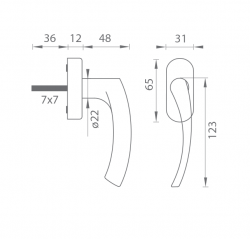 Klika na dveře TI - NINA - R 1927 OLV - Mosaz leštěná lakovaná (01)