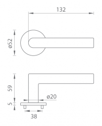 Klika na dveře TI - FAVORIT - R 4002 5S OCS - Chrom broušený (96)