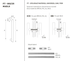 Madlo na dveře FT - MADLO kód K02 Ø 25 mm UN pár BN - Broušená nerez