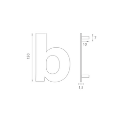 LR - Domovní písmeno &quot;b&quot; - 150 mm BN - Broušená nerez
