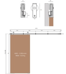 Posuvný systém na dřevěné dveře JNF - PS CHARRIOT 2230 SYSTÉM NA DŘEVO IN.15.901.N.L. BS - Černá matná