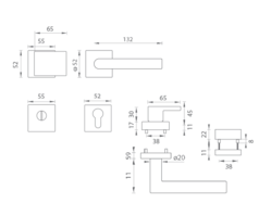 Bezpečnostní kování TI - CUBO / FAVORIT - HR BS - Černá matná (153)