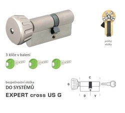 Bezpečnostní vložka DK - EXPERT cross US G - s knoflíkem NP - Nikl perla