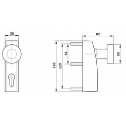 DK - Panikové kování s pevnou koulí PHT 06 Stříbrná