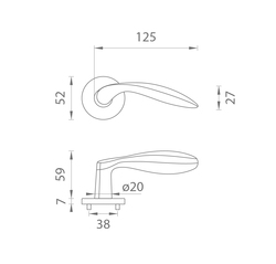 Klika na dveře AS - GERBERA - R 7S OLV PVD - Mosaz leštěná lakovaná PVD