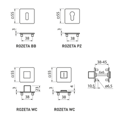 Rozeta ke klice MPK - ROZETA ACURA - HR 3SM BS PVD - Černá matná PVD