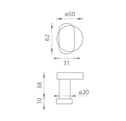 Koule na dveře MP - KOULE VYOSENÁ PEVNÁ PLOCHÁ - UOR BS - Černá matná