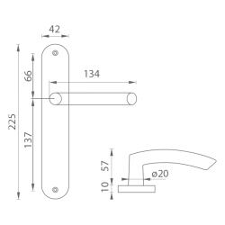 Klika na dveře MP - NERO - SO BN - Broušená nerez
