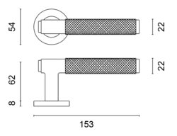 Klika na dveře SH - OVAL - R 1741 PRO 8 MM CUM PVD - Měď matná PVD