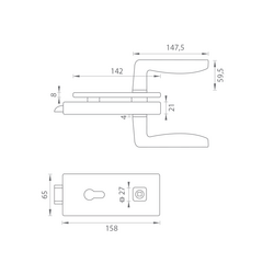 MP - UNIQUE R8 - ZÁMEK na sklo s klikou ERBA - PZ BS - Černá matná