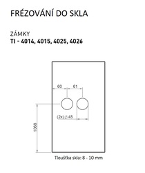 TI - ZÁMEK na sklo s klikou SONIA 4015 - PZ NP - Nikl perla (142)