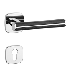 Klika na dveře AS - DAVIDIA - QR 7S OC - ​​Chrom lesklý / černá kůže