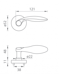 Klika na dveře TI - CLAUDIA - R 1938 OC - ​​Chrom lesklý (03)