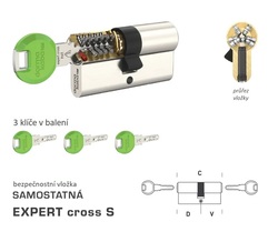 Bezpečnostní vložka DK - EXPERT cross S NP - Nikl perla