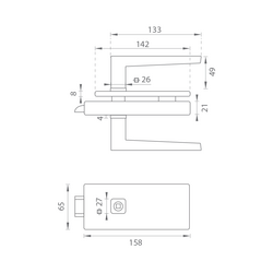 MP - UNIQUE R8 - ZÁMEK na sklo s klikou ERICA bez otvoru přední BS - Černá matná