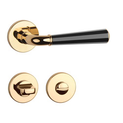 Klika na dveře ASM - MARIGOLD 3 - R 7S OLV/BS/OLV - Mosaz leštěná lakovaná / černá matná / mosaz leštěná lakovaná