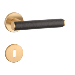 Klika na dveře AS - EGERIA - R 7S OLS - Mosaz broušená / hnědá kůže