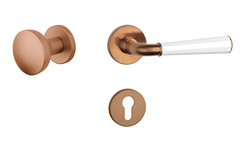 Klika na dveře ASM - MARIGOLD 3 - R 7S CUM/WS/CUM - Měď matná / bílá matná / měď matná