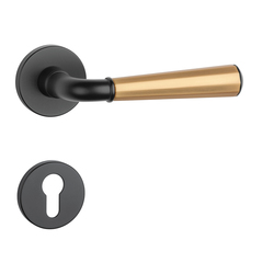 Klika na dveře ASM - MARIGOLD 3 - R 7S BS/OLS/BS - Černá matná / mosaz broušená / černá matná