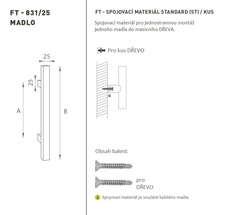 Madlo na dveře FT - MADLO kód K31 25x25 mm ST ks BN - Broušená nerez