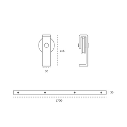 Posuvný systém na dřevěné dveře JNF - PS CHARRIOT 1700 SYSTÉM NA DŘEVO IN.15.901.N BS - Černá matná