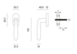 Klika na eurookno AT - DK - VERBENA - R BS - Černá matná