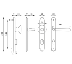 Zpevněné kování NI - ALT WIEN PLUS OBMP - Staromosaz matný lak