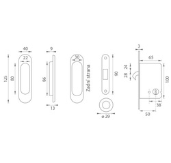 JNF - Set na posuvné dveře - BB / D - R BN - Broušená nerez