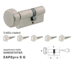 Bezpečnostní vložka DK - EAP2pro S G - s knoflíkem NP - Nikl perla