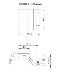 Klika na dveře GK - PURISTO S - ZÁMEK na sklo s klikou MINIMAL MODERN - PZ (vč. závěsů) Kašmír šedá (27)