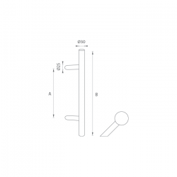 Madlo na dveře FT - MADLO kód K10 Ø 30 mm ST ks BS - Černá matná