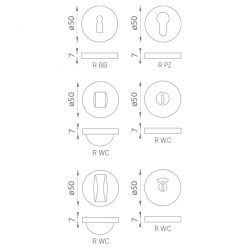 Rozeta ke klice BA - ROZETA - R 50/7 BS - Černá matná