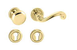 Klika na dveře TI - CARLA - R 738 OLV - Mosaz leštěná lakovaná (01)