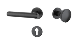 Klika na dveře AS - EGERIA - R 7S BS - Černá matná / černá kůže