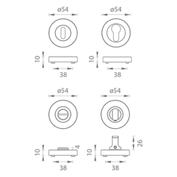 Rozeta ke klice MP - ROZETA - RS BS PVD - Černá matná PVD PVD