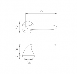 Klika na dveře AS - PEONIA - R 7S OCS - Chrom broušený
