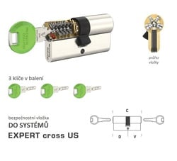 Bezpečnostní vložka DK - EXPERT cross US NP - Nikl perla