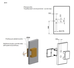 TI - Protikus pro zámek na sklo 4019 OCS - Chrom broušený (96)