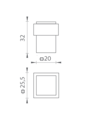 TI - Zarážka dveří hranatá - 2617 WS - Bílá matná (152)