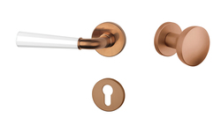 Klika na dveře ASM - MARIGOLD 2 - R 7S CUM/WS - Měď matná / bílá matná